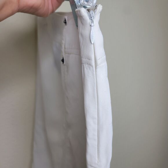 BURBERRY White 100% Linen Knee Length Skirt Size 42 Mesh Lined Made In Italy - Picture 11 of 16